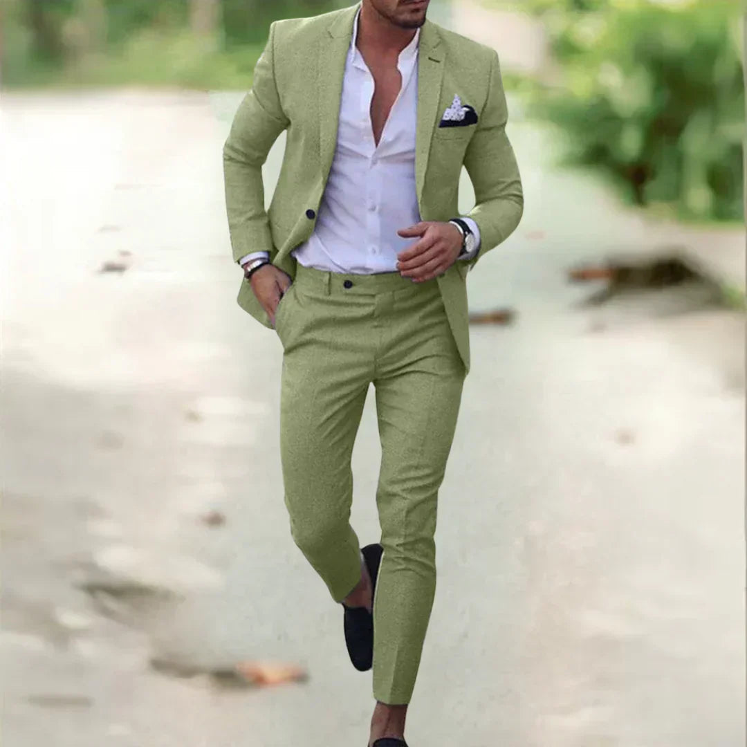 Elegancki męski garnitur slim fit – lekki, stylowy komplet dwuczęściowy