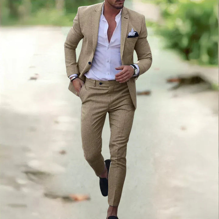 Elegancki męski garnitur slim fit – lekki, stylowy komplet dwuczęściowy