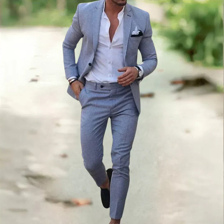 Elegancki męski garnitur slim fit – lekki, stylowy komplet dwuczęściowy