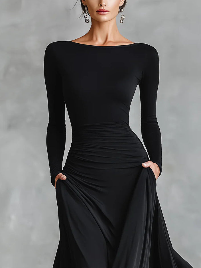 Anna – Elegancka Maxi Sukienka z Modelującym Krojem