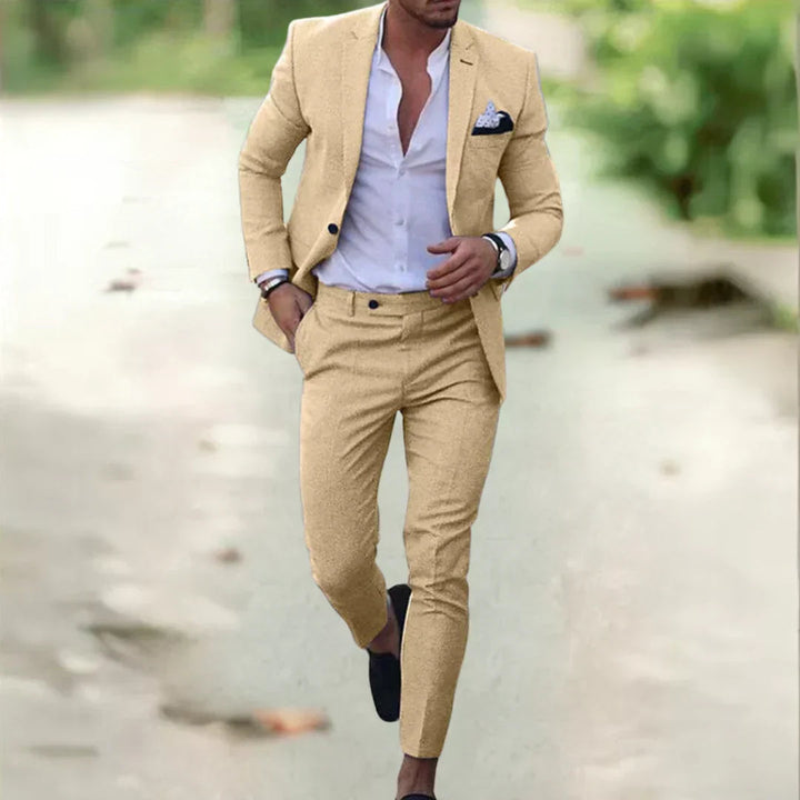 Elegancki męski garnitur slim fit – lekki, stylowy komplet dwuczęściowy