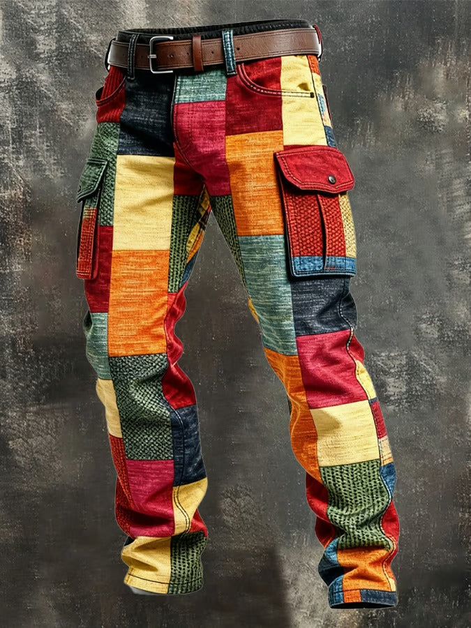 Konrad | Spodnie cargo w stylu patchworkowym
