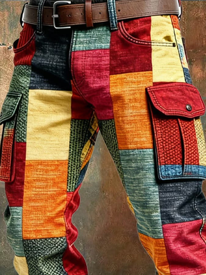 Konrad | Spodnie cargo w stylu patchworkowym